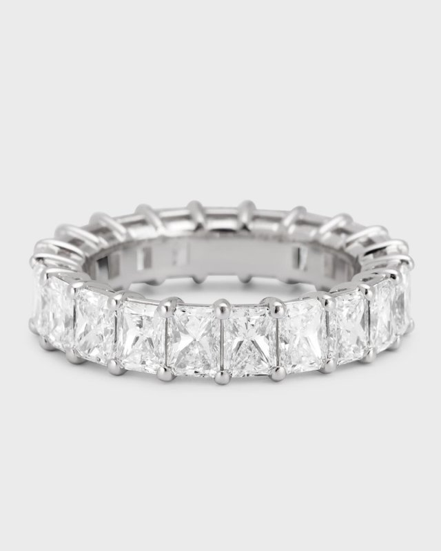 Platinum Medium Radiant FG/VS Diamond Eternity Band, Size 6.75, 6.42tcw